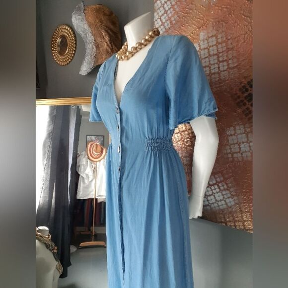 Zara Denim Voluminous Button Down Midi Dress - Picture 4 of 13